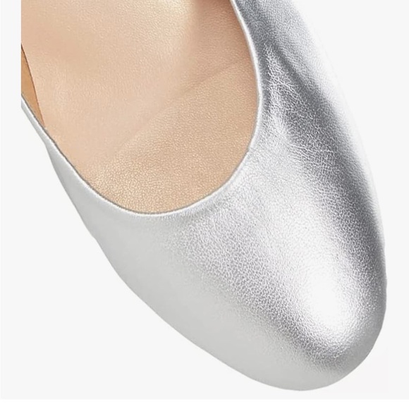 🆕 Matted Silver 2” Chunky Block Heel Women's Shoes size 7.5 slip on - Picture 3 of 6